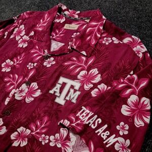 Chiliwear Men Texas A&M Hawaiian Shirt XL Maroon‎ Floral Rayon Button Up